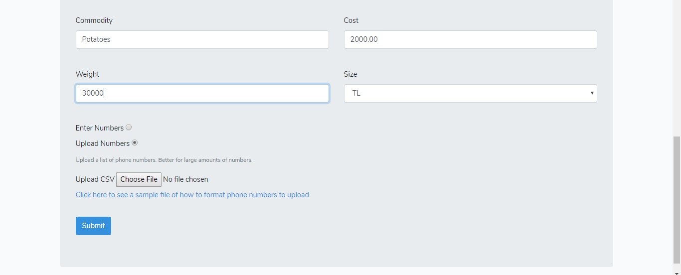 Screenshot of the dashboard