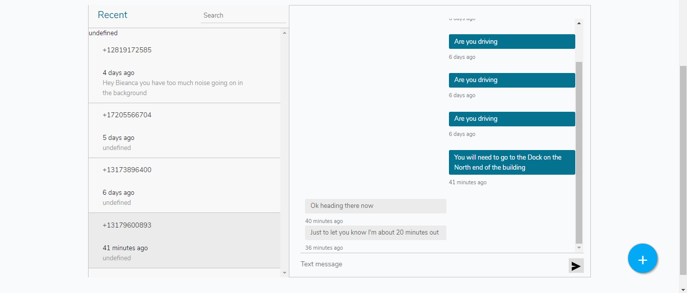 Screenshot of text messages